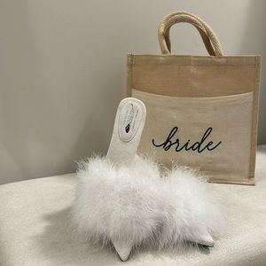 Jeffery Campbell fur white slip on pointed heel